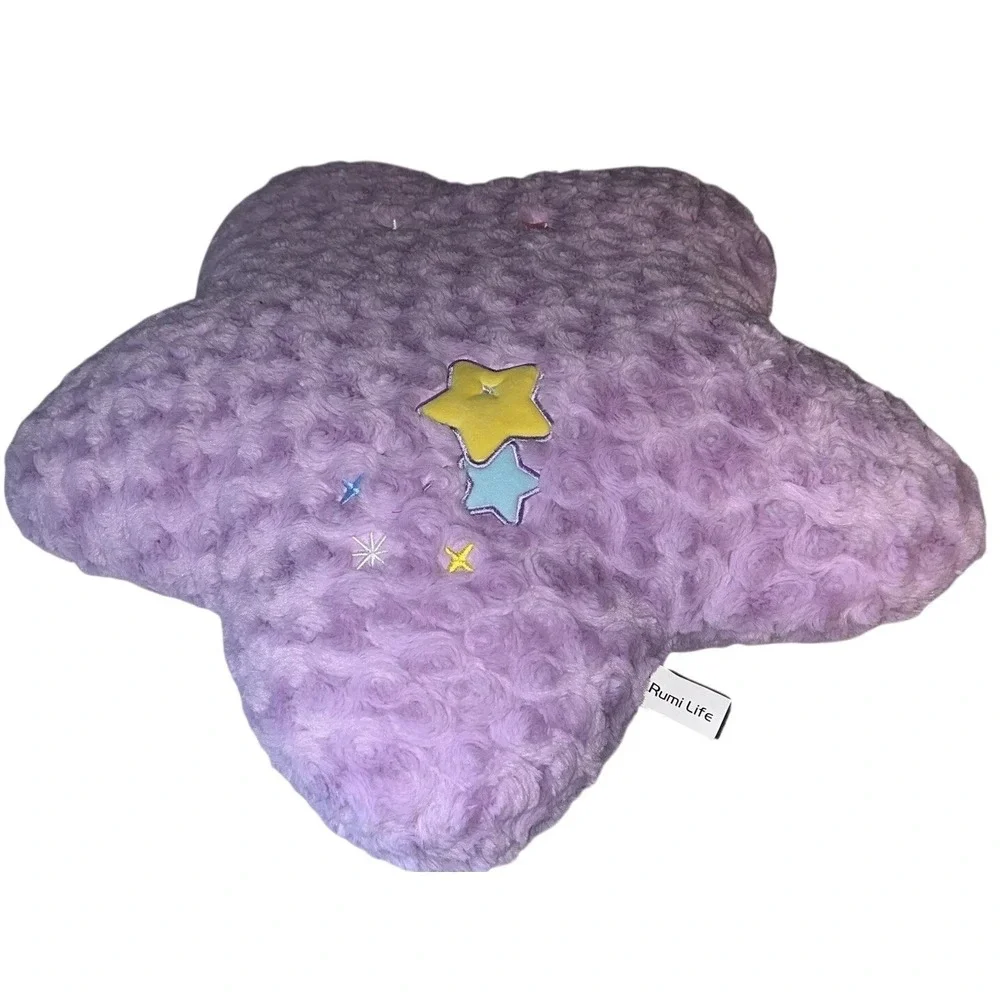 Rumi Life Purple Star Plush Pillow - Textured Rose Swirl - Celestial Moon Decor